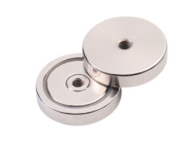 Flat Neodymium Pot/Cup Magnets with Threaded Hole